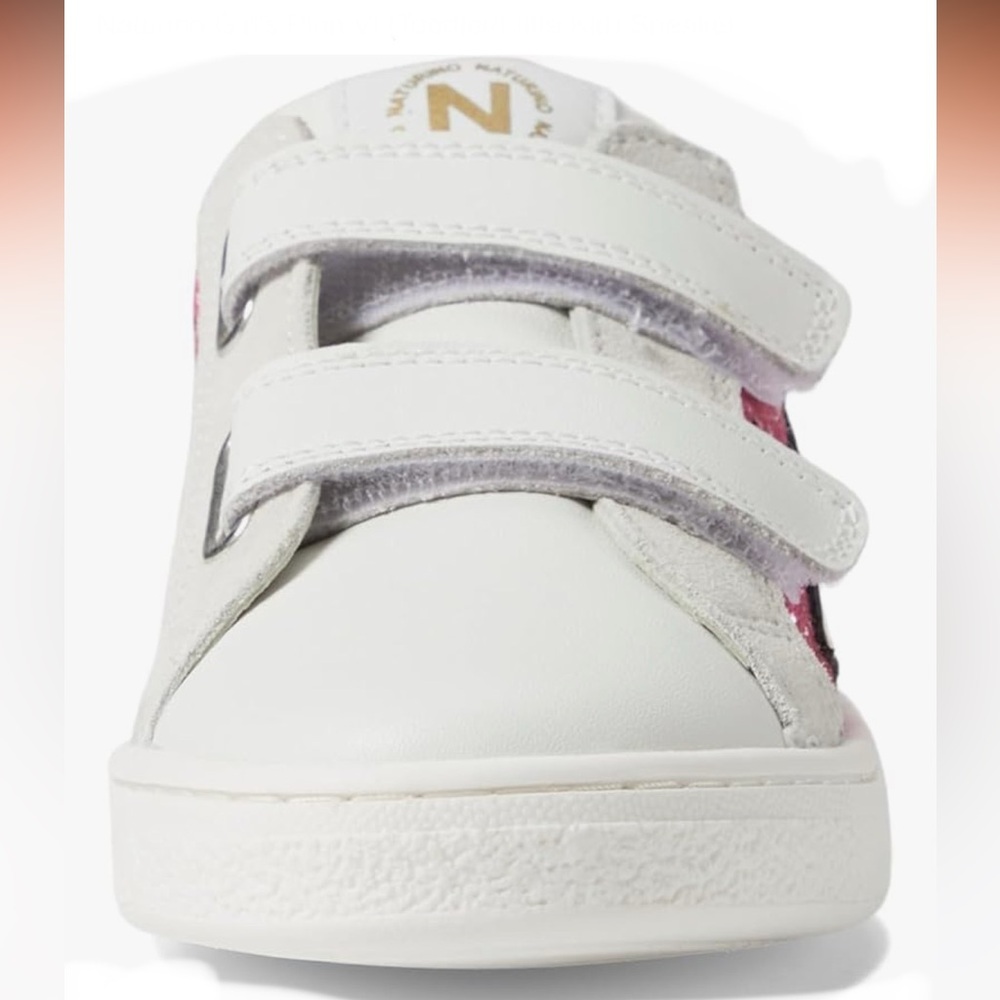NWT Naturino Girl's Pinn Vl Sneaker in White/Fuchsia/Paglia - Picture 5 of 15